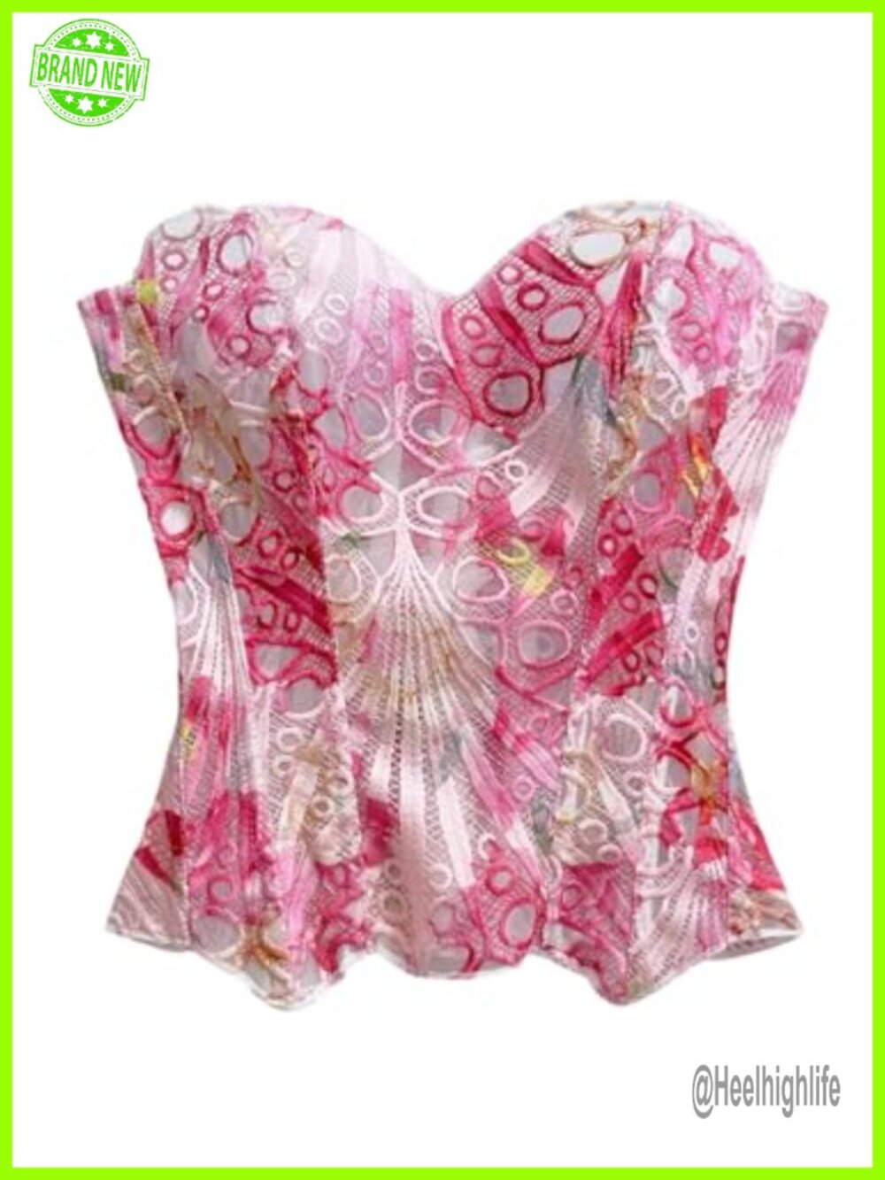Strapless Mesh Corset Bustier Top Lace Up Back Women's Going Out Party